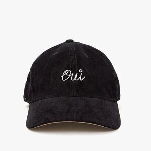Clare V Black Corduroy Cap with Embroidered 'Oui'